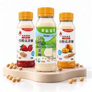 原味、草莓、芒果口味豆奶克菲爾與黃豆