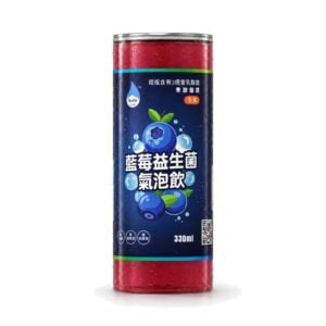 藍莓益生菌氣泡飲 330ml 單罐，白色背景
