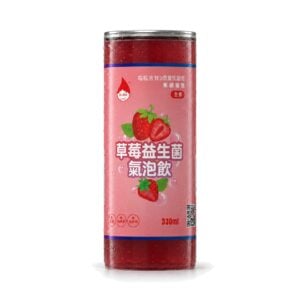 草莓益生菌氣泡飲 330ml 單罐，白色背景