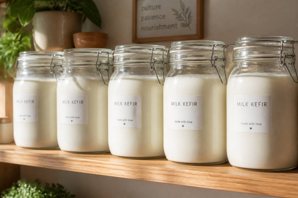 Small-batch glass fermentation jars for premium kefir