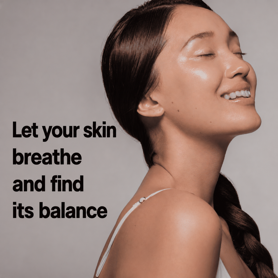 Smiling woman in profile with eyes closed: let your skin breathe and find its balance, for kefir soap
